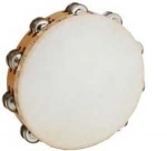 TAMBOURINES,-25-CM-DOUBLE/TWO-ROWS-OF-JINGLES,-NATURAL-GOATSKIN-NATURALLY