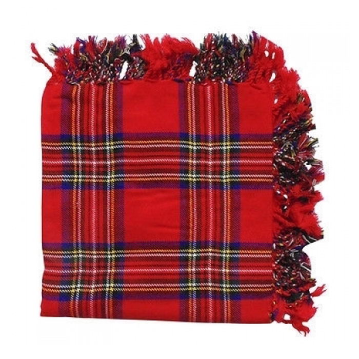 A Royal Stewart Tartan Fly Plaid With Fringed Aprons On All Sides