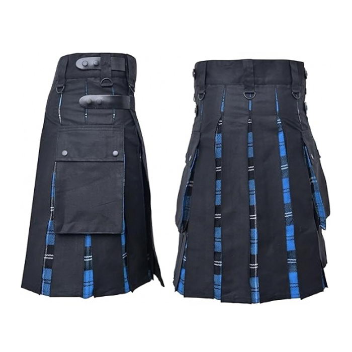 Blue Ramsay Tartan Hybrid Kilt Cotton Jeans