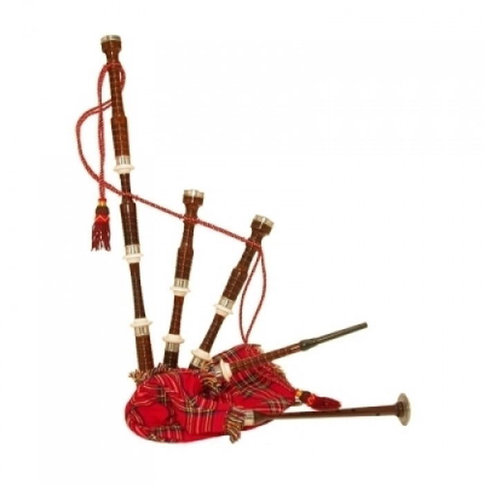 Rose Wood Bagpipe, Royal Stewart Bag Cover 